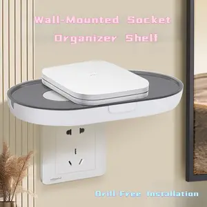 No-drill wall-mounted socket shelf router camera bracket wall storage rack creative design