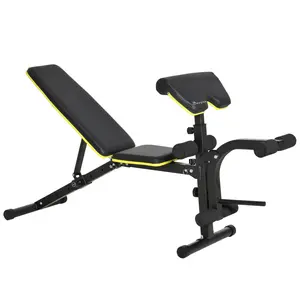 Soozier Adjustable Workout Bench with Leg Extension and Curl, Ergonomic Foam, Dumbbell Bench for Home, Comfortable Padding, Exercise Bench Home Gym Equipment, Bumble Bee Yellow