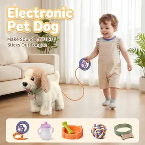 TUMAMA Realistic Interactive Puppy - Walking, Barking Dog Toy with Leash & 6 Songs!  Touch & Voice Activated Smart Pet with DIY Feeding Set, Soft Huggable Plush for Imaginative Play & Emotional Development