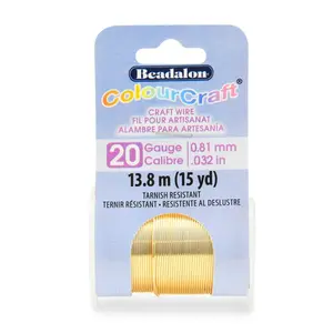 Beadalon ColourCraft Wire, 20 Gauge, Gold Color Silver Plated, 15 yd Spool