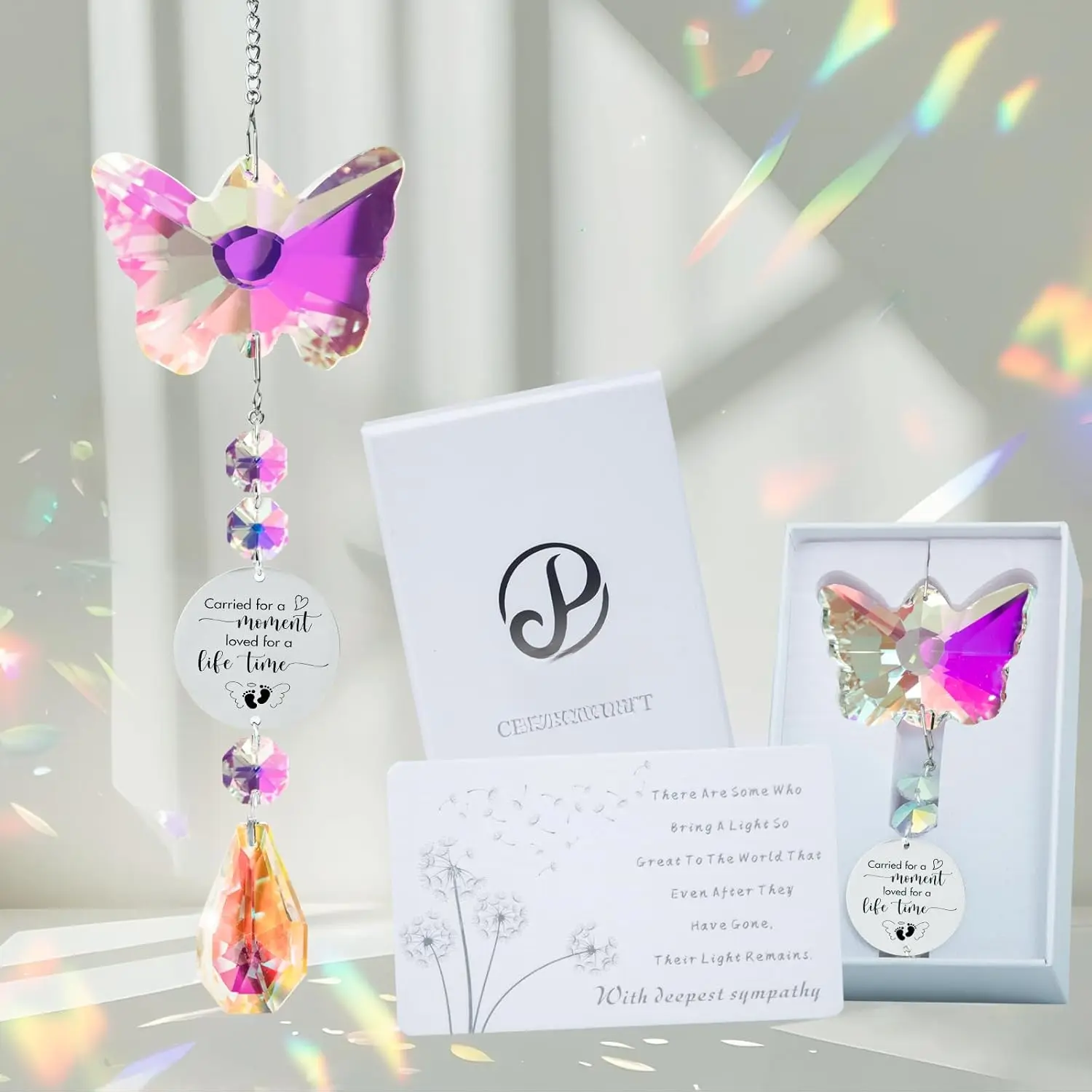 Butterfly Suncatcher Memorial Sympathy Gifts for stillbirth ,  Loss, Miscarriage Keepsake Gifts for Mothers Dad Mom Parent