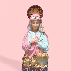 Erzulie Freda Metresili Mater Dolorosa Loa Pink 12-in Religious Statue, 1/12 Scale Decorative Face Statue, Home Decor Figures for Room Decor