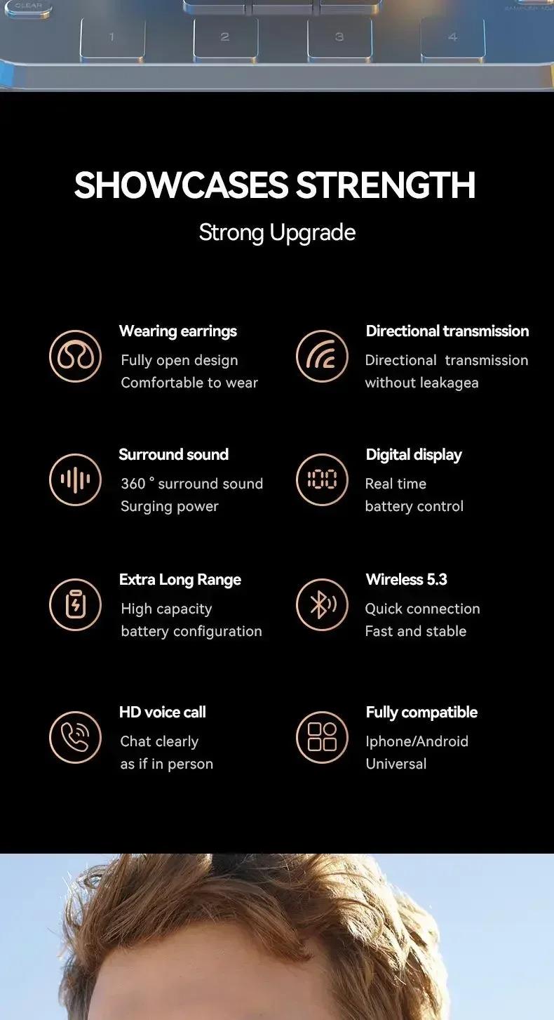 New Model 2026  Wireless Earbuds Bluetooth Headset Charging Earphones Bone Conduction Headphones Sport With Mic free