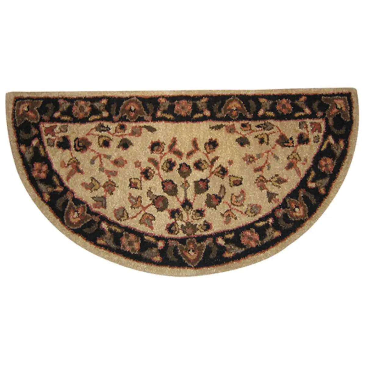 212 MAIN Beige with Black Floral Hand-Tufted 100% Wool Hearth Rug - 22x44 in, Sturdy, Tufted Weave, Fireplace Use, Floral Area Rug, Bohemian Style Rugs, Boho Area Rug