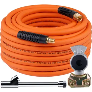 Tire Inflator Kit, 3/8" x 50FT Hybrid Air Hose with 1/4" Chuck and 1/2" NPT Universal Gladhand Connection (350PSI Max Working )