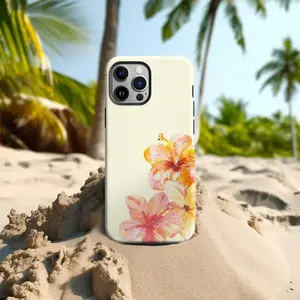 Tropical Floral Smartphone Case, Cute Hibiscus Cellphone Shell, Summer Hawaiian Girly Aesthetic Handheld Phone Accessory Compatible with iPhone 16, 15, 14, 13, 12, 11 Pro Max