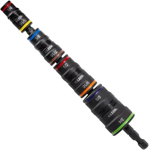 Impact Driver, 9-in-1 SAE Impact Socket Set, 4 Flip Sockets with 1/4, 5/16, 3/8, 7/16, 1/2, 9/16, 5/8, and 3/4-Inch Nut Driver Sizes with Bit Holder, 6-1/2-Inch Shaft