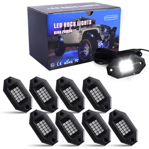LED Rock Lights 8/10/12 Pods RGB for Truck Semi Offroad Pickup Trailer Sedan Boat 12V Waterproof APP Control Music Mode Underglow Neon Kit with Extension Wires Wheel Well Lights