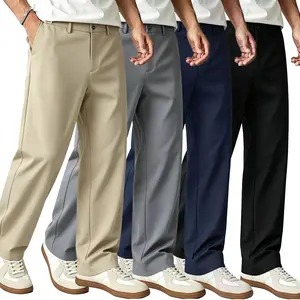 Men’s ice silk cooling straight-leg pants — stretchy drape, UPF50+ sun protection/anti-UV; breathable for summer casual dress trousers; advanced ice-feel sun-protection pants that cool and prevent sweat buildup.
