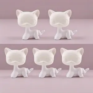 5Pcs White Base for Mini Pet Shop White Mold Blank Base Animals Figurine Shorthair Cat Dachshund Handmade DIY Paint Design Your Pet (Shorthair) Home Decor Ornament Desk Decor