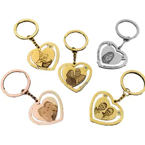 Personalized Photo Engraved Heart Keychain