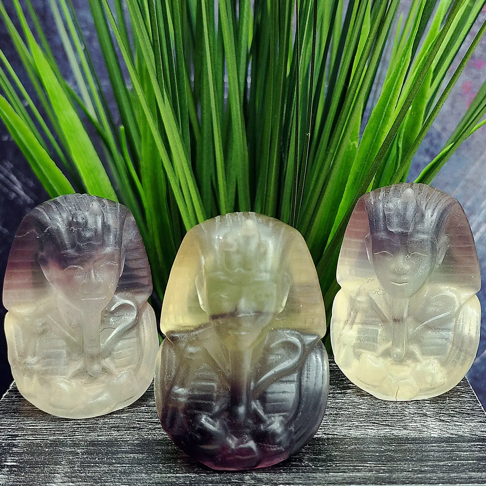 Yellow Fluorite Pharaoh Bust Carvings