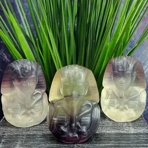Yellow Fluorite Pharaoh Bust Carvings