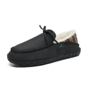 Comfortable Black Loafers for Men & Women - Winter Warm Snow Boots with Plush Lining & Non-Slip Sole - Perfect Gift for Family - Indoors