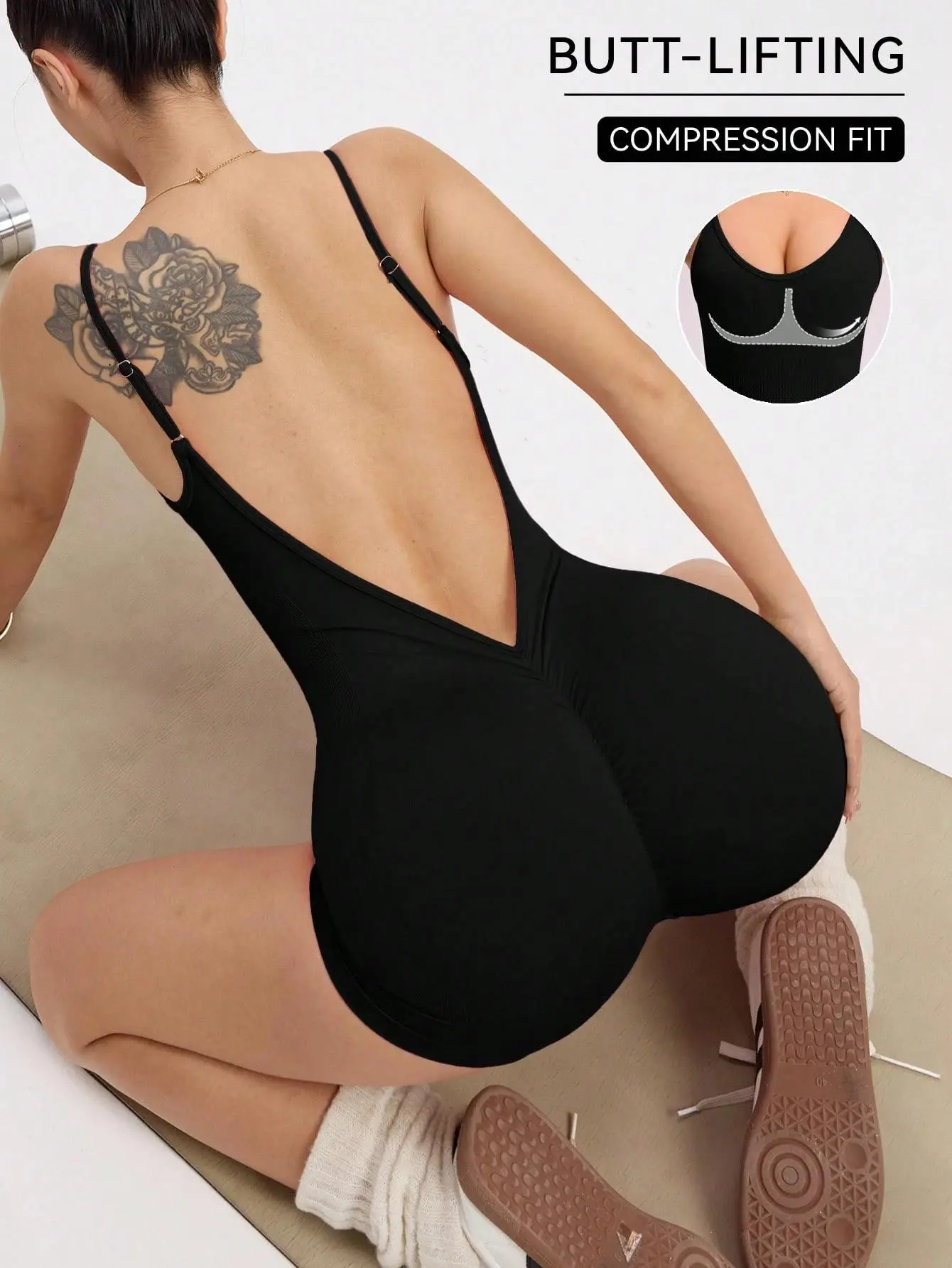 LALUZ Solid Color Spaghetti Strap Slim-Fit Jumpsuit Casual Daily Wear Women's Fashion One Piece Outfit