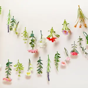 2 count 6.6 ft Artificial Flower Garland Spring Wildflower Vines Backdrop Floral  Ceiling Garland for  Birthday Wedding Bridal Shower  Shower Backdrop Wall Decor( Color)