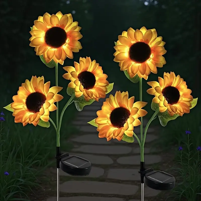 Ledoor Solar Lights Outdoor Decor - Upgraded Solar Garden Lights with 8 Sunflower Lights Waterproof Auto ON/Off for Garden Patio Yard gift