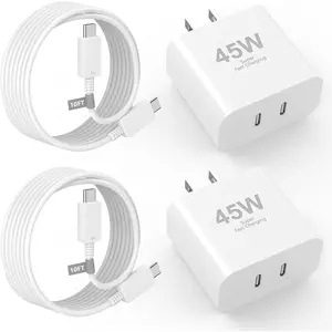For iPhone17 Charger Fast Charging , 2 Pack 45W Dual Type C Charger Block with 10FT Long USB C to C Charging Cable Cord For iPhone 17/17 Pro/17 Pro Max/Air/16/16 Pro/16 Pro Max/15/15 Pro Max