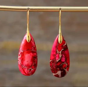 Crimson Current Jasper Drop Earrings