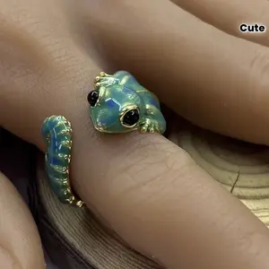 Vintage Lizard 3D Wall Art, Cute Animal Opening Ring, Hip Hop Punk Style, Adjustable Size, Perfect for Daily Wear, Parties, Gifts