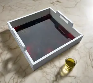 Small Serving Tray Resin Wooden Tray Decor Home Decoration Jewelry Tray MDF Wood Painted Food Safe Epoxy Resin Plates