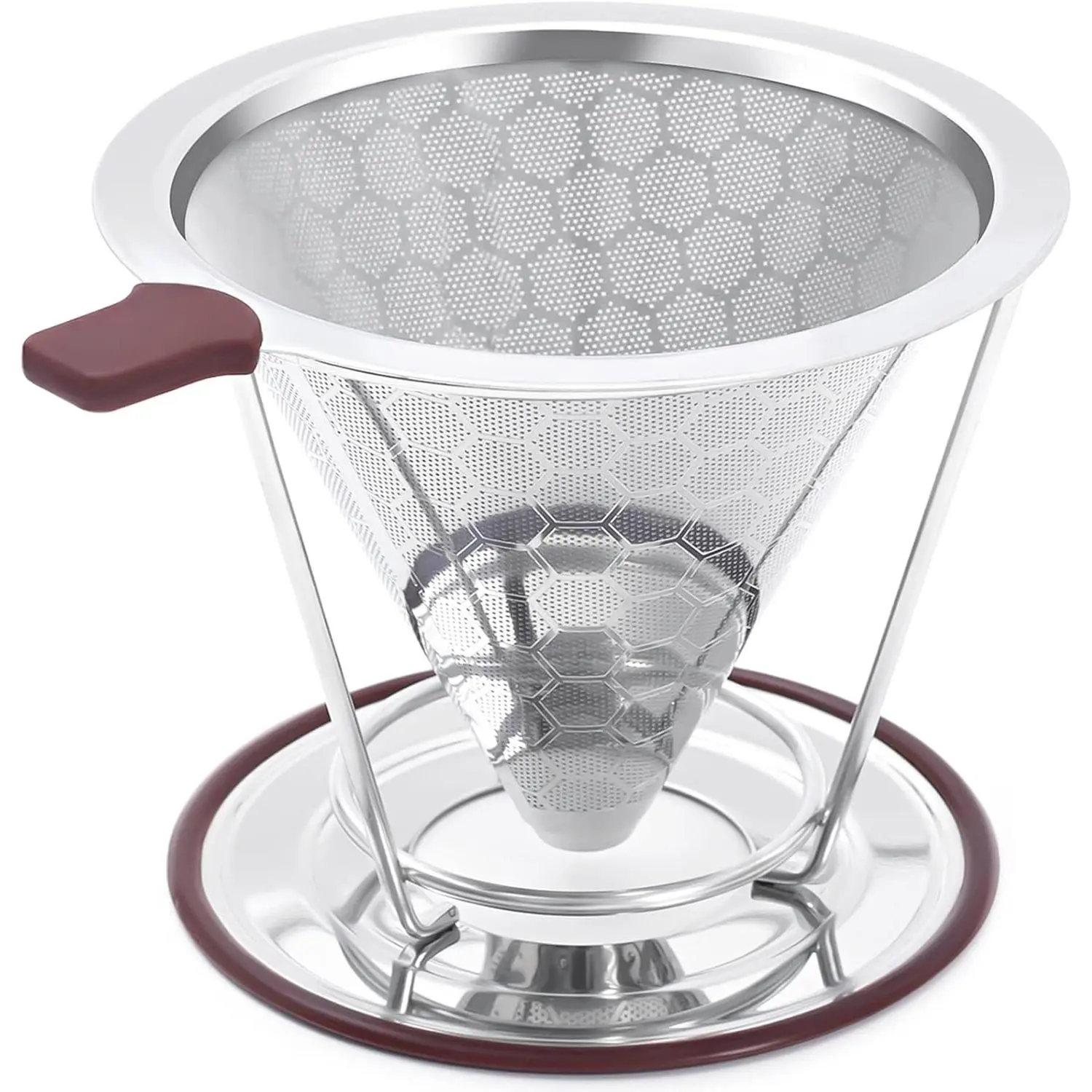 Pour Over Coffee Dripper,  Stainless Steel Filter,Easy to Clean Paperless pour over coffee maker, Filter,Cone Dripper with Removable Cup
