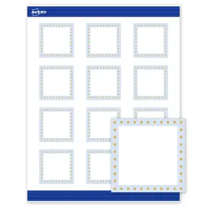 Avery Printable Square Cards, Gold Dots with Blue Border, 2" x 2", Matte White Square Cards, Laser/Inkjet, 120ct, Great for Business Cards