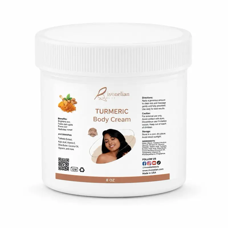 Turmeric Glow Body Cream, Natural Hydrating Moisturizer for Dry Skin
