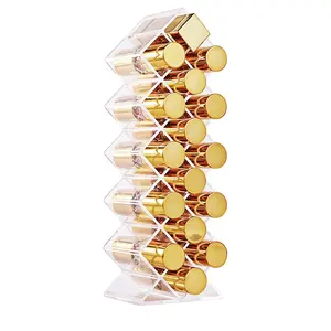 Lipstick Holder Organizer 16 Spaces Acrylic Stackable Fish Shape Lipstick Tower, Lip Gloss Storage Stand, Perfect for Lipgloss Organizers Makeup Vanity Display, Clear (1 Pack)