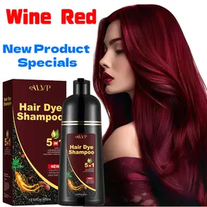 ALVP 2026 5-in-1 Plant-Based Hair Dye Shampoo with Ginseng, Wine Red Gray Coverage for Women & Men, Long-Lasting Haircare, Nourishes Scalp, Ideal Gift Option