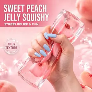 Fidget Mochi Squishy Toy 3 Pack Fruit Shaped TPR Squeeze Balls Peach Watermelon Honeydew Box Set Sensory ASMR Gift for Kids Adults Birthday Holiday