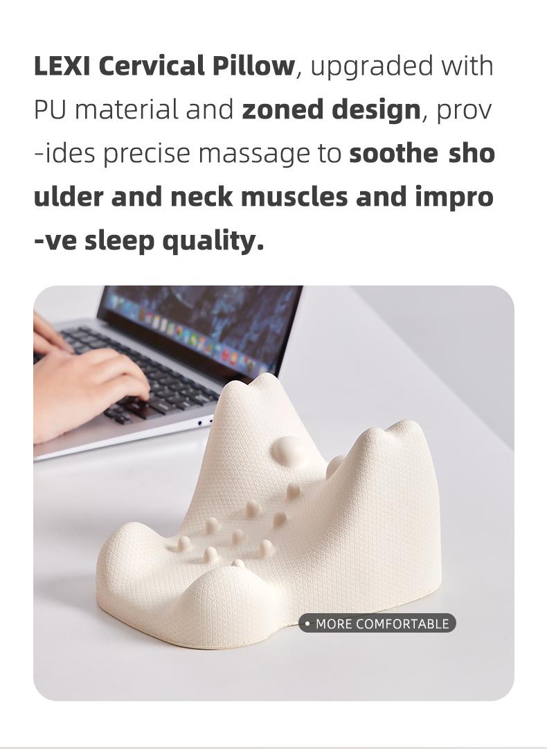 LEXI Cervical Massage Pillow Ergonomic Design With Scientific Zoning And Targeted Massage Nodes Simulates Hand Massage For Neck And Shoulder And Back Support Waterproof Stain Resistant And Washable For Daily Muscle Relaxation