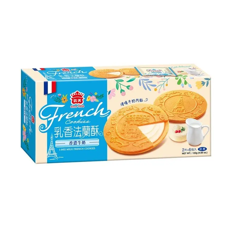 IMEI Dairy French Cookies - 132g Buttery Wafer with Flaky Pastry-Like Texture, Sweet Snack for All Ages & Dessert Lovers