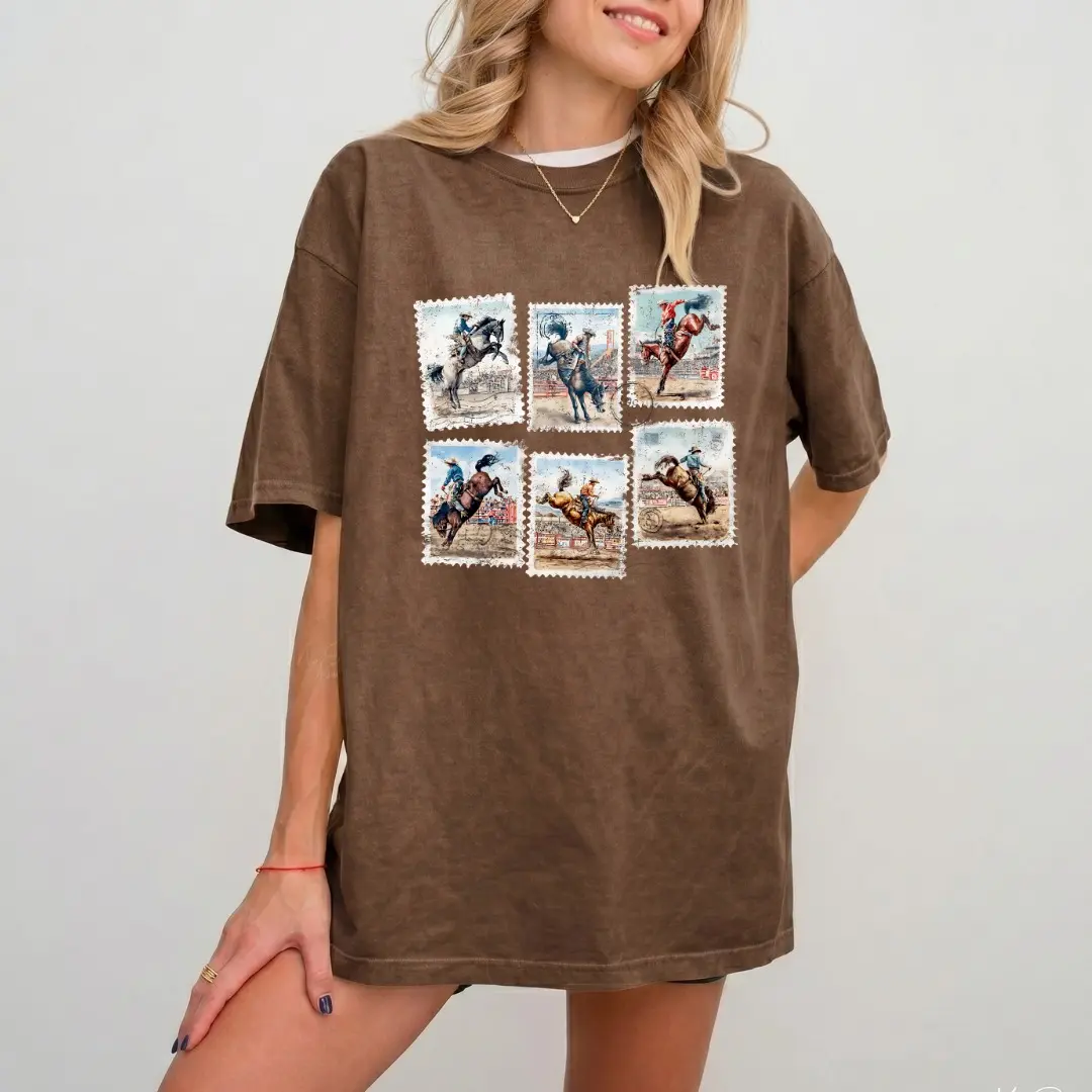 Rodeo Sweatshirt Bucking Horse Western Cowboy Crewneck Vintage Rodeo Stamp Sweater Country Cowgirl Sweatshirt Rustic Western Gift
