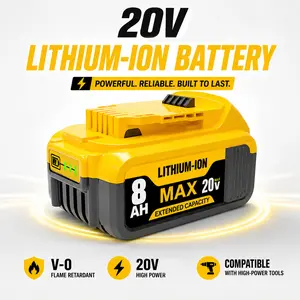 20V 8.0Ah Lithium-Ion Replacement Battery for 20V Cordless Tools - Compatible with DCB200, DCB205, DCB206, Powers High-Power Tools & Gadgets Like Hammer Drills, Circular Saws, Tools And Gadgets