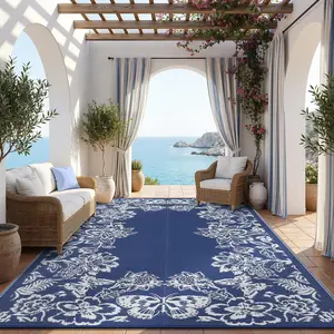 Outdoor Rugs Waterproof Reversible Mats, Large Area Plastic Straw Rug, Outside Carpet, Butterfly Floral Rv Mat for Patio Camping Picnic Backyard Deck Balcony Porch Beach Trailer,