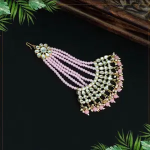 Pink Color Kundan Maang Pasa