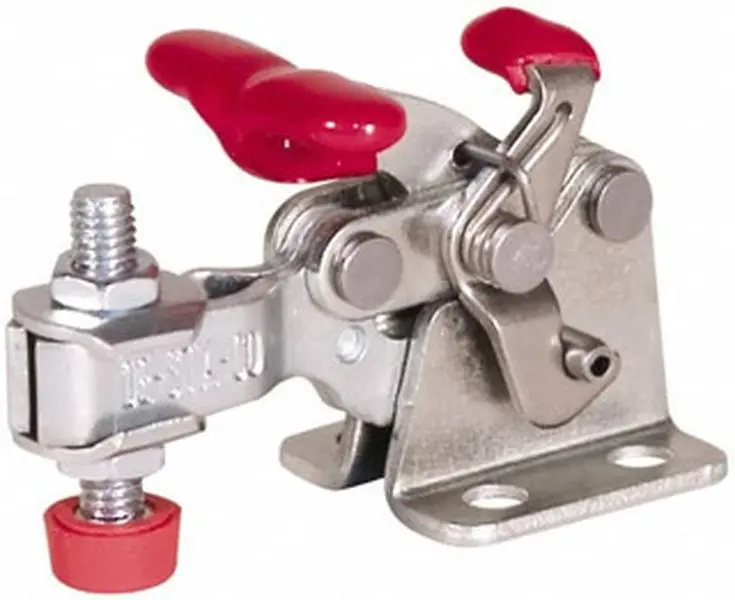 Destaco U-Bar Toggle Clamp (Model 305-UR), 150lb Holding Capacity Manual Hold-Down with Toggle Action, Horizontal Handle, 170° Movement, 90° Bar Opening, Flanged Base, Electro-Plated Zinc Carbon Steel, U-Bar Clamp