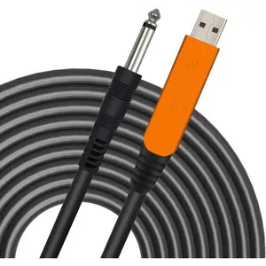 USB Guitar Cable 10Ft, USB Guitar Interface Male to 6.35mm 1/4 inch Gold-Plated TS Mono Plug,Recording Cable Compatible with PC, Mac, Xbox, PS4, PS3,PS2