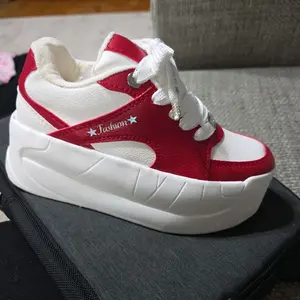 Fashion Red & White Platform Sneakers with Star Detail - Comfortable & Stylish Women's Shoes