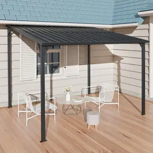 Bellemave  Outdoor Pergola, Outdoor Hardtop Gazebo Pergola for Yard, Large Galvanized Steel Lean to Wall-Mounted carport