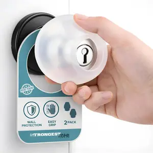 Clear Silicone Door Knob Cover & Wall Protector – Soft Rubber Handle Grip for Arthritis Support and Quiet Damage Prevention ( Pack)