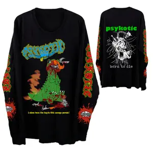 OsamaSon Dino Black Longsleeve Tee Graphics T-Shirt Hip Hop Apparel Merch, Music Outfits for Rap fan, Shirt Christmas Gift Y2K Merch