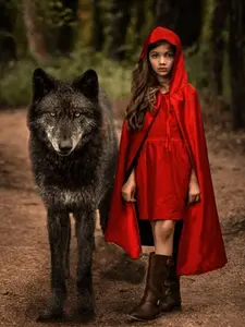 Black & Red Hooded Cape, Superhero or Princess Reversible Hooded Cloak