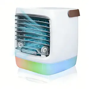 Desktop Cooling Misting Fan, Portable Tabletop Humidifier Fan with 3 Speeds & Turbo wind speed, USB Charging & LED Mood Light, 500ML Air Cooler Spray Fan for Summer Home Office, Rechargeable Mist Fan