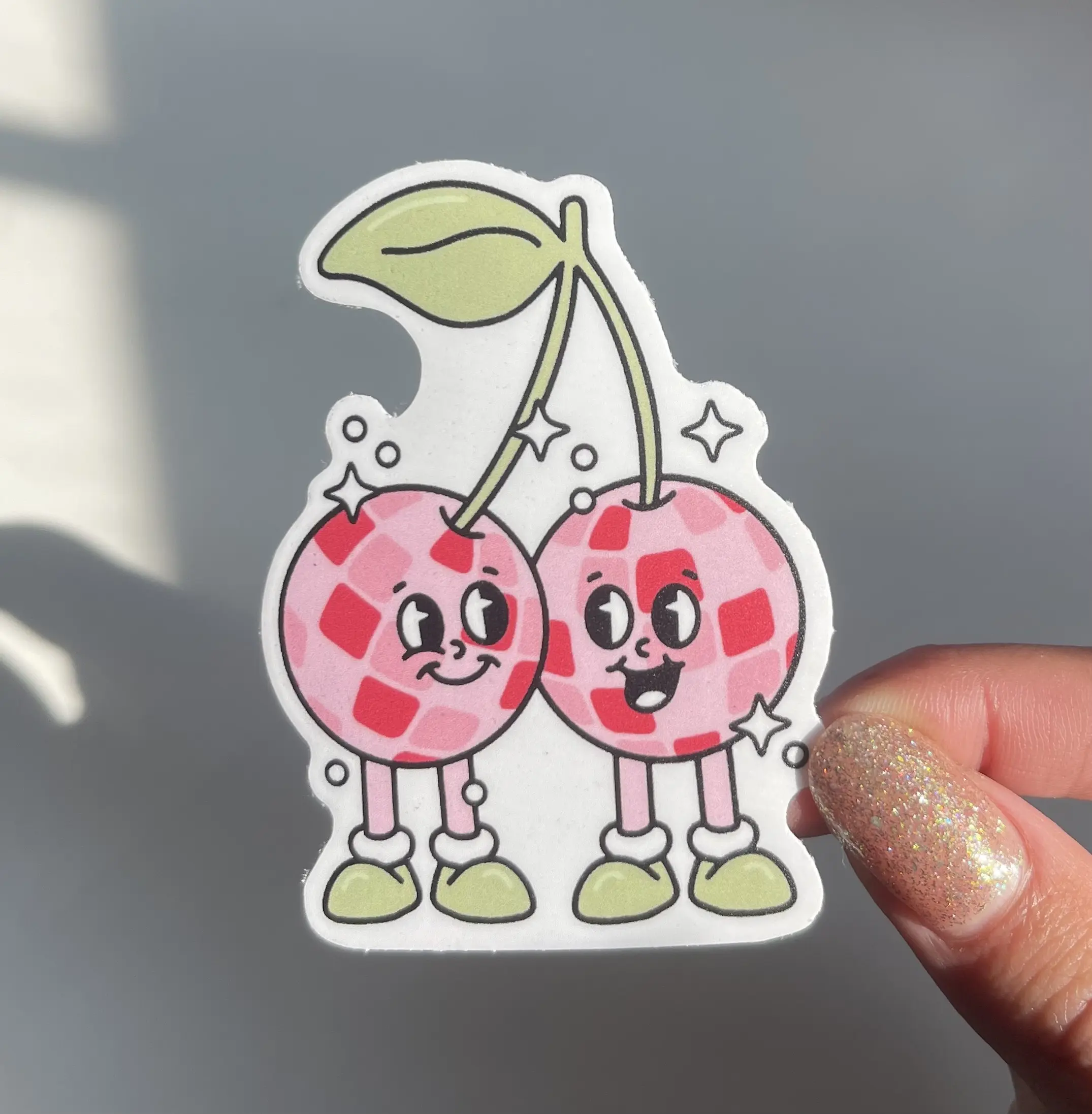 Disco Cherry Sticker, Durable Vinyl Heavy Duty Waterproof Sticker, UV Safe Sticker, Cute Groovy Retro Sticker