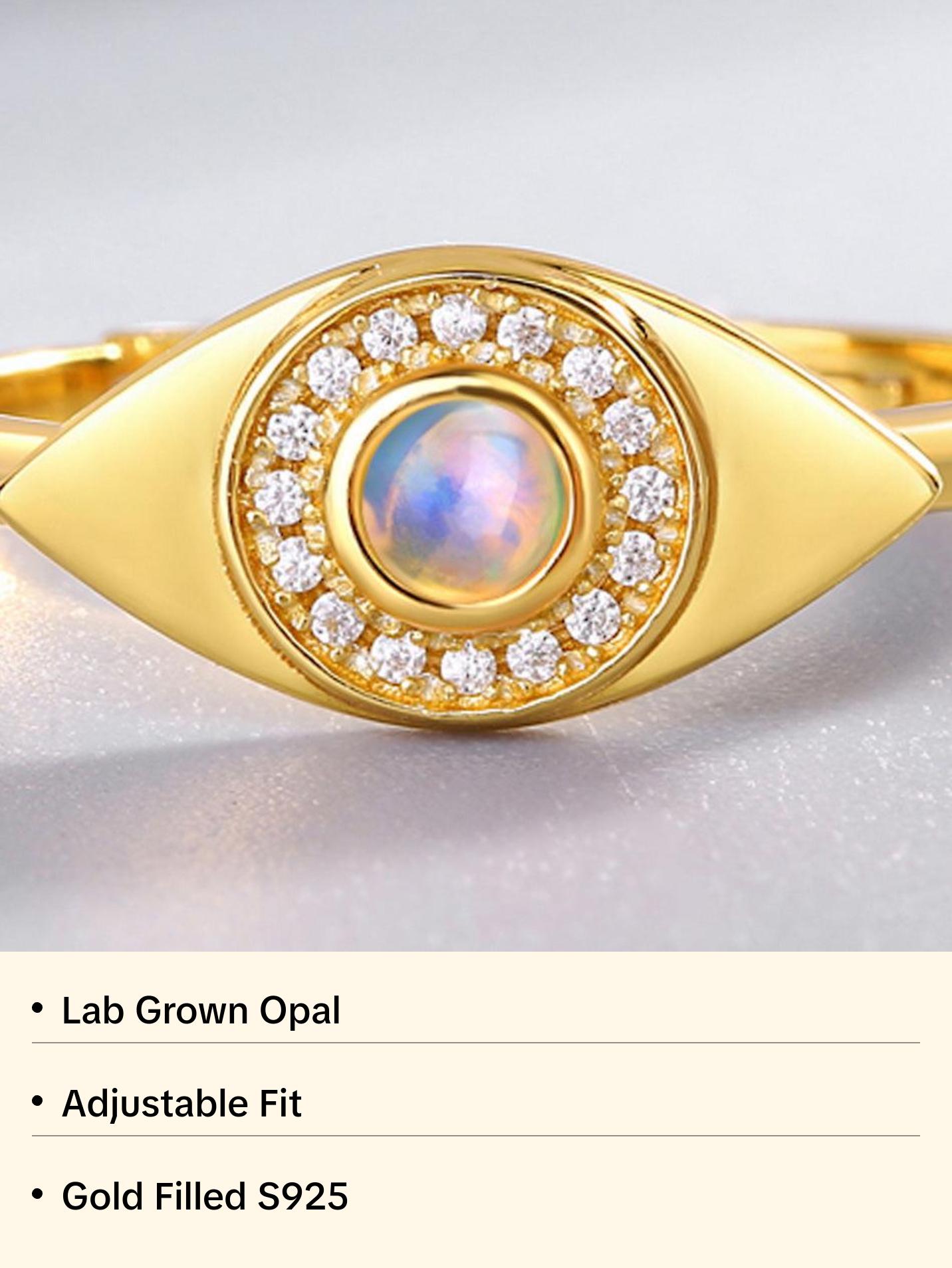 Opal Evil Eye Adjustable Ring