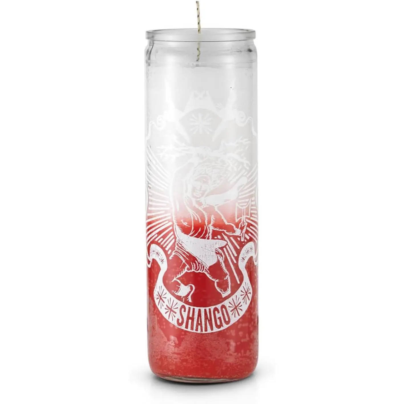 Shango 7 Day Candle, Red and White, Orisha Thunder Warrior King, Justice and Strength Ritual