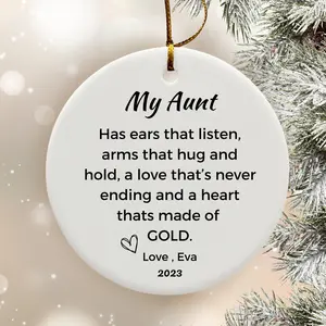 Personalized Aunt Christmas Ornament, Custom Aunt Ornament, Gift for Auntie from Niece and Nephew, New Auntie Keepsake, Christmas Gifts