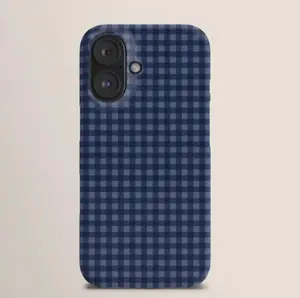 Gingham Plaid Pattern - Navy Blue Phone Case, Phone Cover for ip 17 16 15 14 13 12 11 Promax Plus Pro Mini